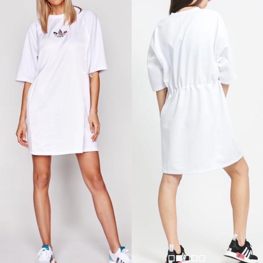 adidas Originals white logo string Tee Dress - Picture 5 of 13